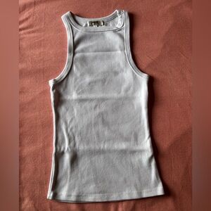 Agolde White Ribbed Tank Top